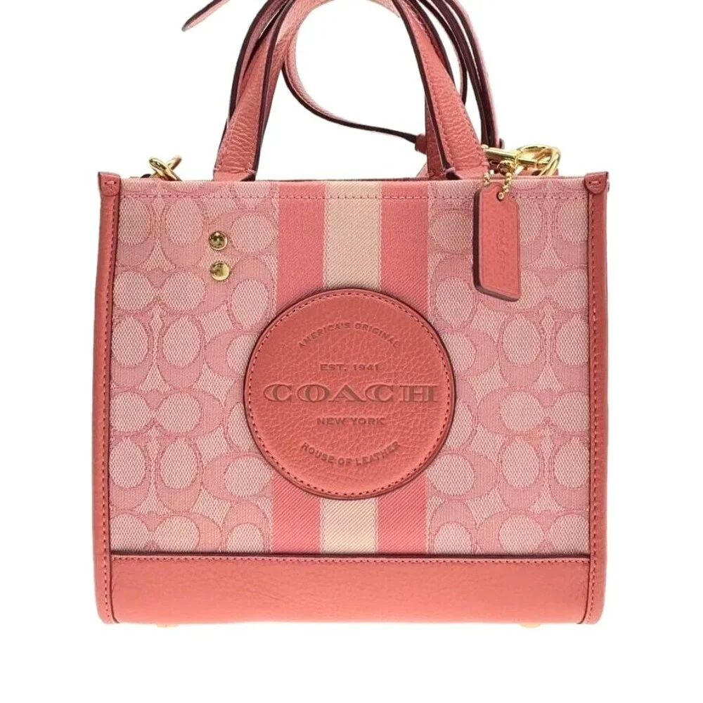 Coach Pink Signature Stripe Small Tote